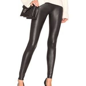 Spanx Faux Leather Black Leggings Size Small